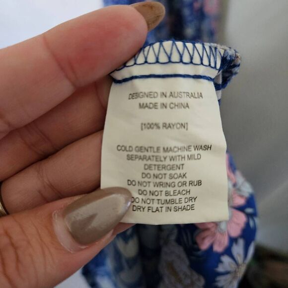 Abel The Label Anthropologie Blue Bell Cottage Floral Maxi Dress sz S‎ - Picture 6 of 6